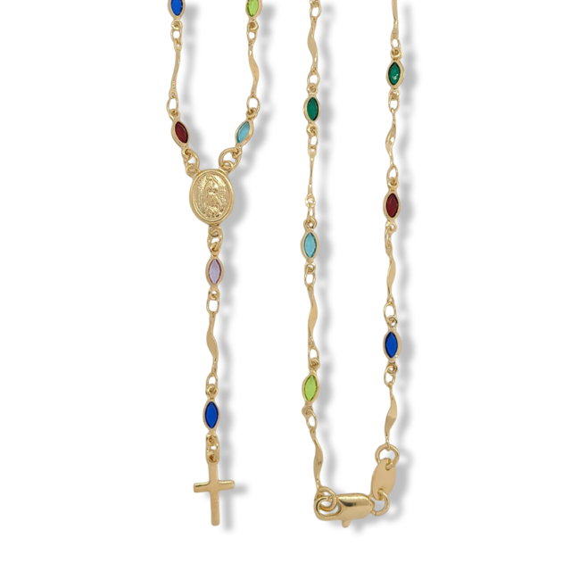 Multicolor Stone Rosary Necklace